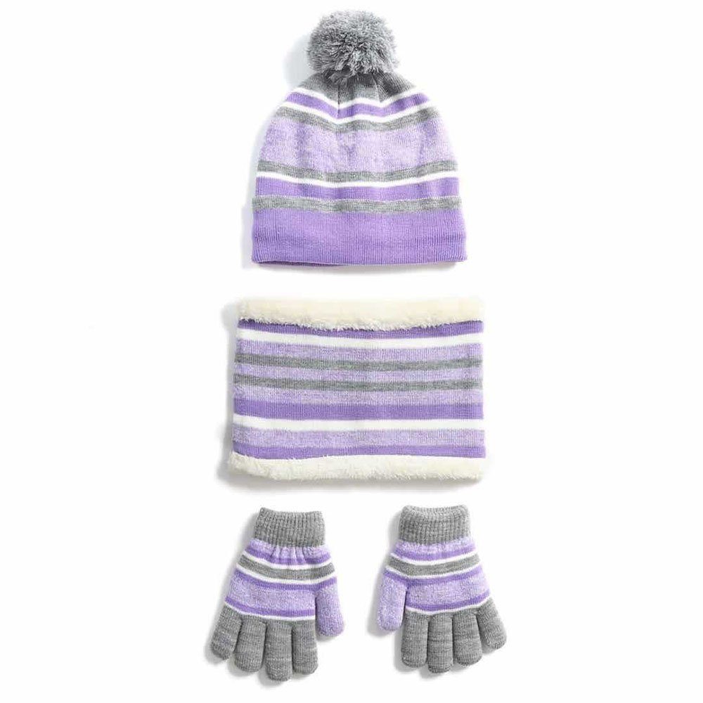 CTGtree Mütze & Helles Mütze für Winter Lila Handschuhe Knit Schal Kinder Accessoires Set Schal