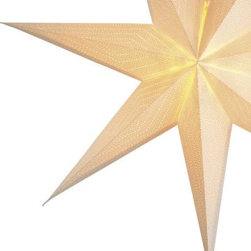MARELIDA LED Stern Papierstern Leuchtstern Weihnachtsstern Faltstern hängend E14 weiß