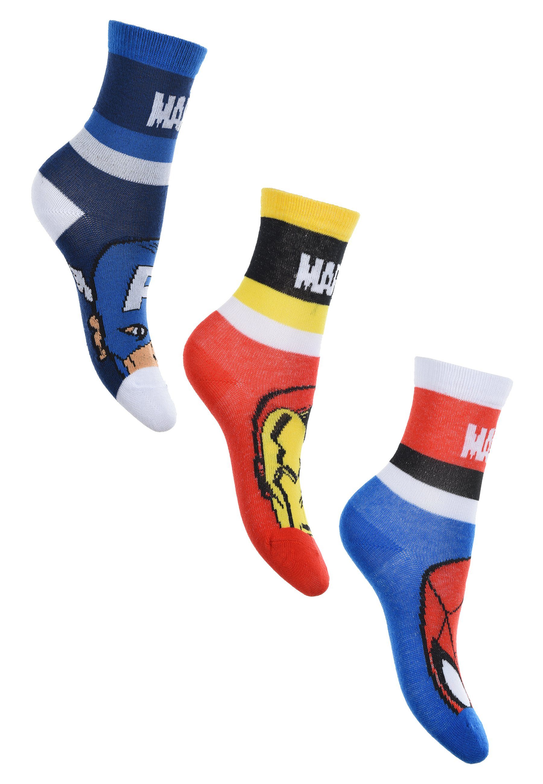 Jungen Captain Man Socken The Strümpfe Spider-Man AVENGERS America (3-Paar) Iron Kinder Socken