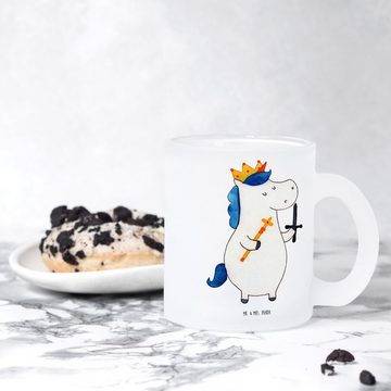 Mr. & Mrs. Panda Teeglas Einhorn König mit Schwert - Transparent - Geschenk, Einhörner, Glas T, Premium Glas, Liebevolle Gestaltung