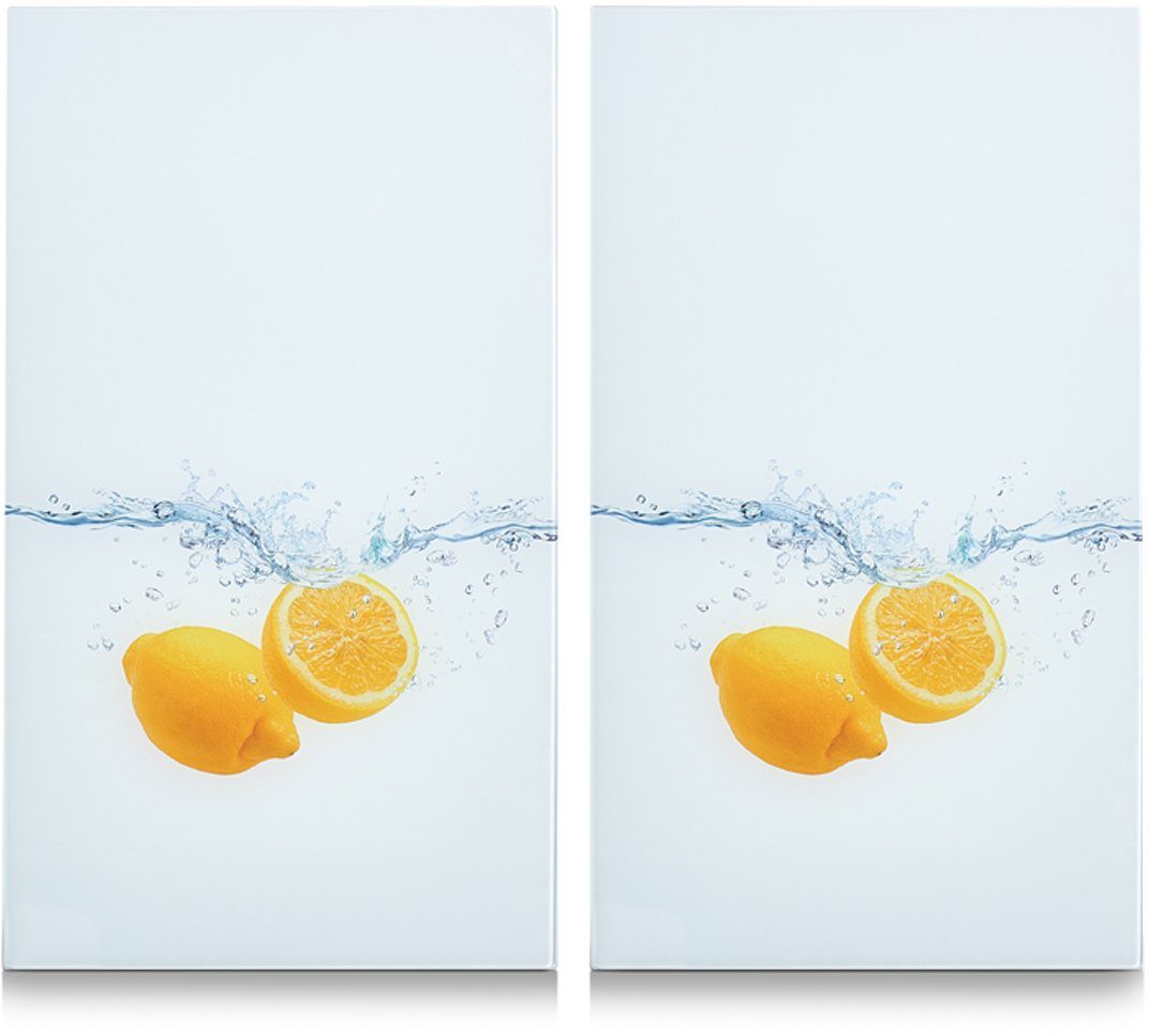 Zeller Present Schneide- und Abdeckplatte Lemon Splash, ESG-Sicherheitsglas, (Set, 2 tlg), Elastikfüßen