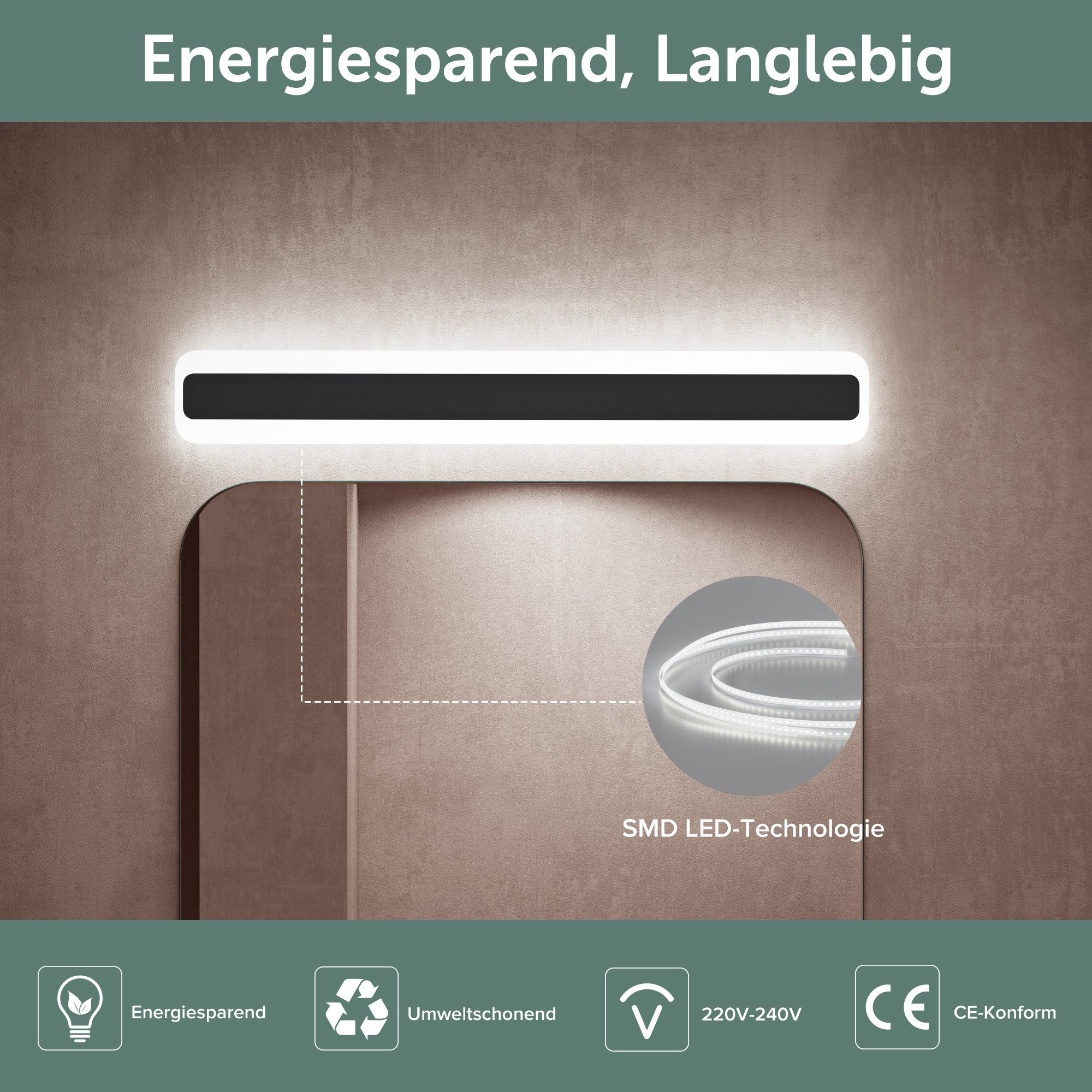 doporro LED Spiegelleuchte Wandlampe Wandleuchte Spiegellampe Badlampe Badleuchte LumaRay – Bild 4 von 5