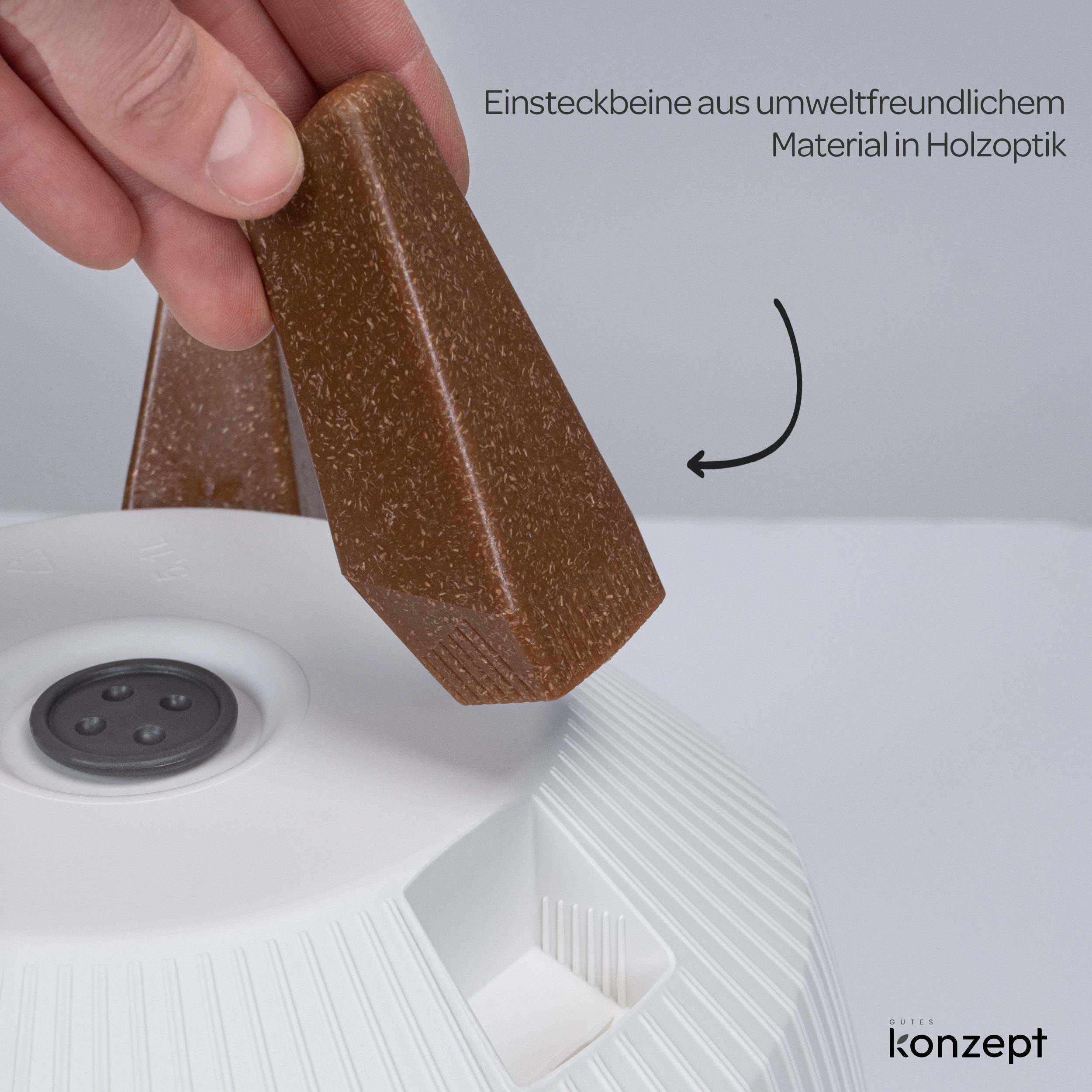 KONZEPT Blumentopf Pflanzschale 24/29cm Blumentopf mit Füßen, mit Wasserabfluss-Einsatz, wetterfest & UV-beständig, Übertopf für Innen & Außen – Bild 5 von 5