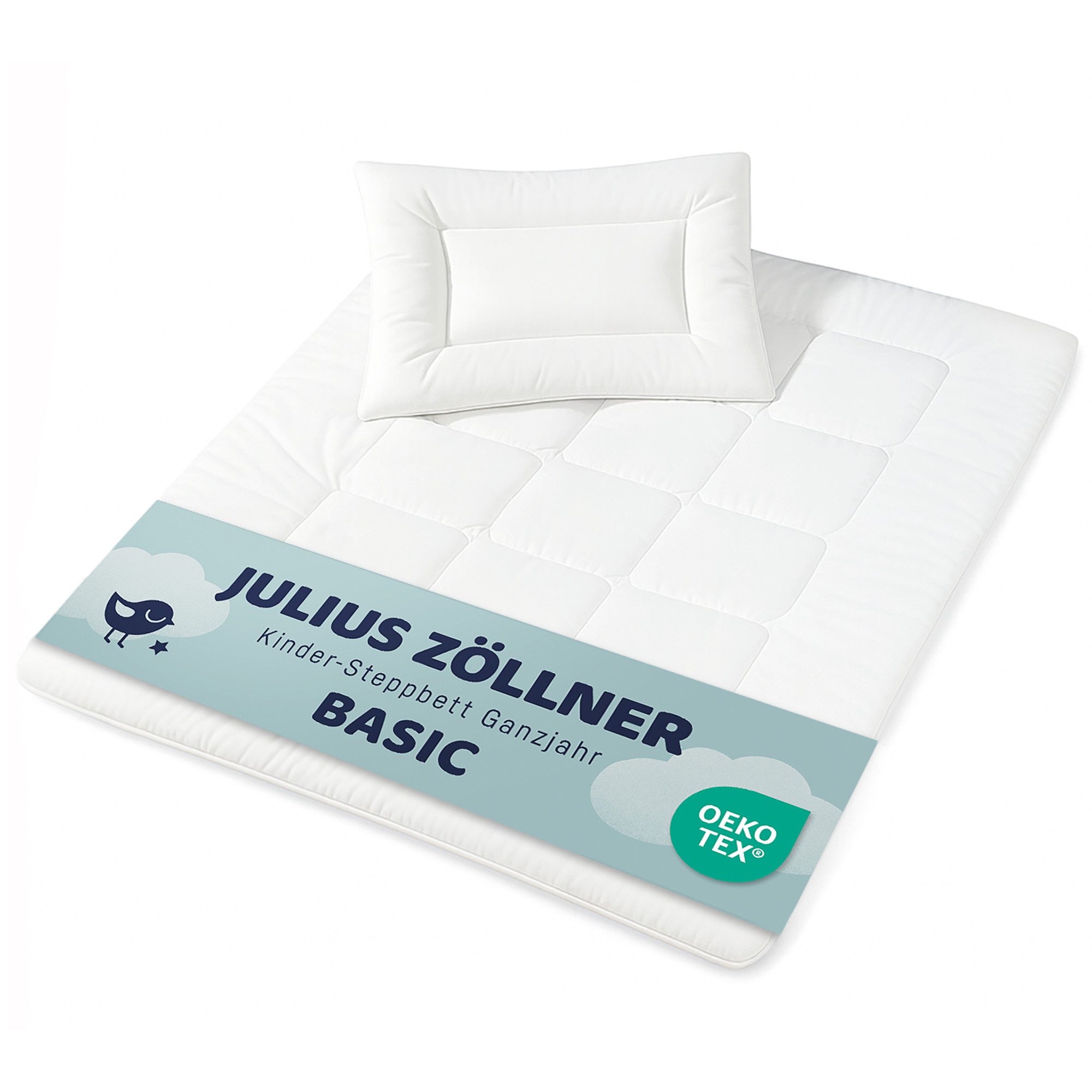 Julius Zöllner Kindersteppbett + Kopfkissen Basic, Füllung: 100% Polyester, für das ganze Jahr