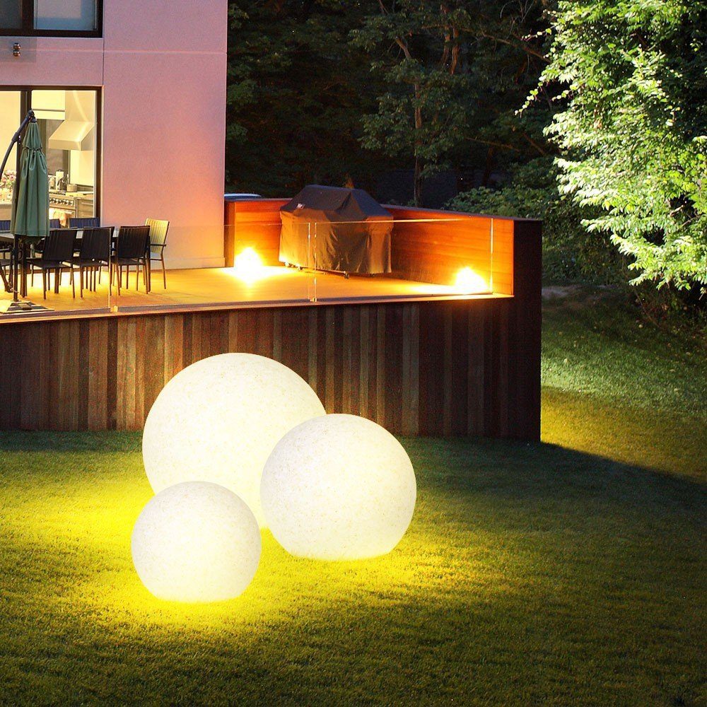 Gartenleuchte, 3er Set Garten Kugel Lampen Außen Steck