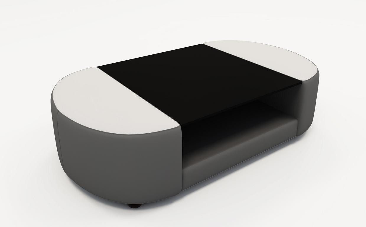 JVmoebel Couchtisch Design-Couchtisch Glas mit Lederpolster für Ihr Wohnzimmer, Made in Europa