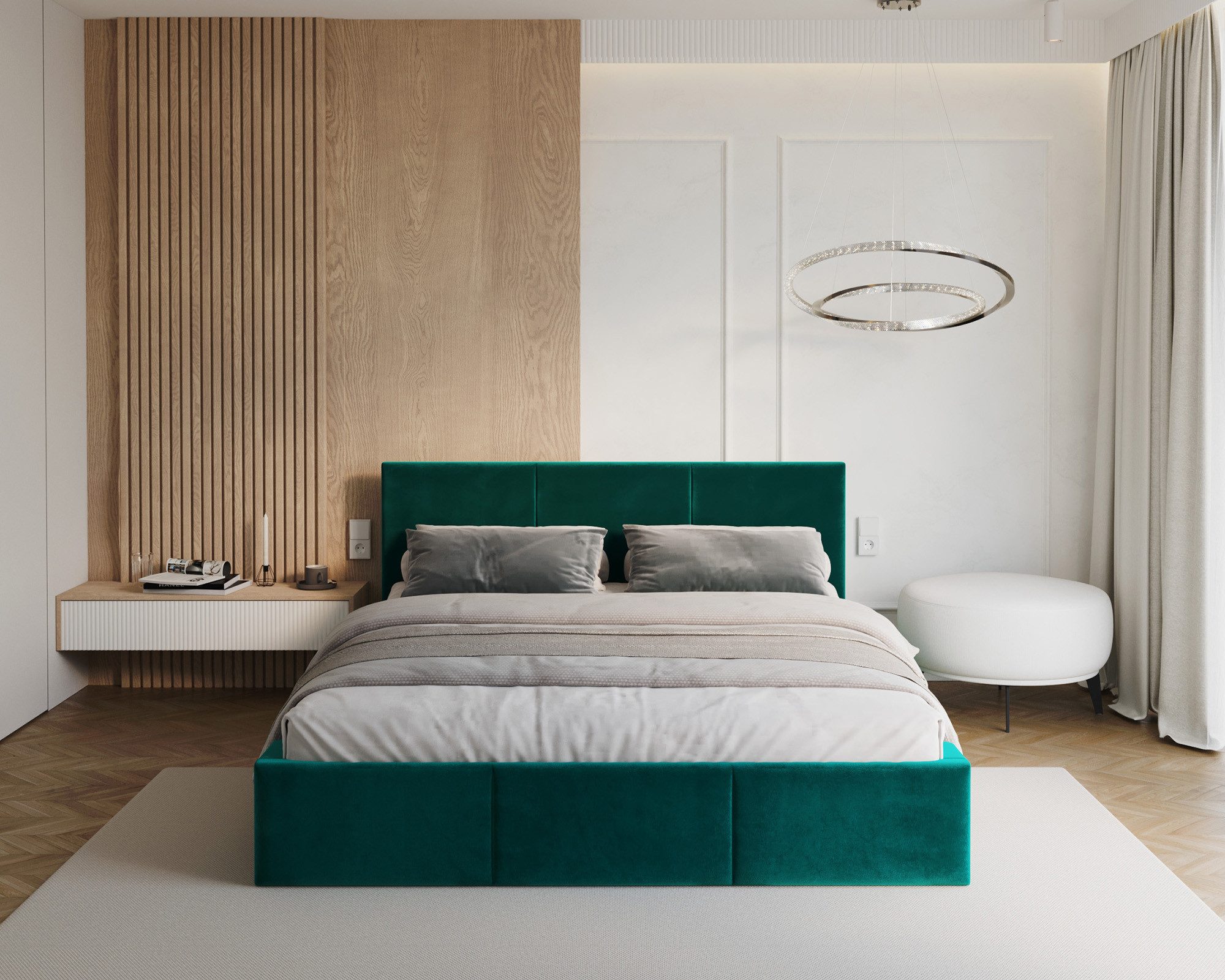 thematys Polsterbett mit Bettkasten & Lattenrost – Stauraumbett Velours 90x200–180x200 – (Optional mit 28 cm H3/H4 Taschenfederkern oder 23 cm Taschenfederkern-Matratze H2)