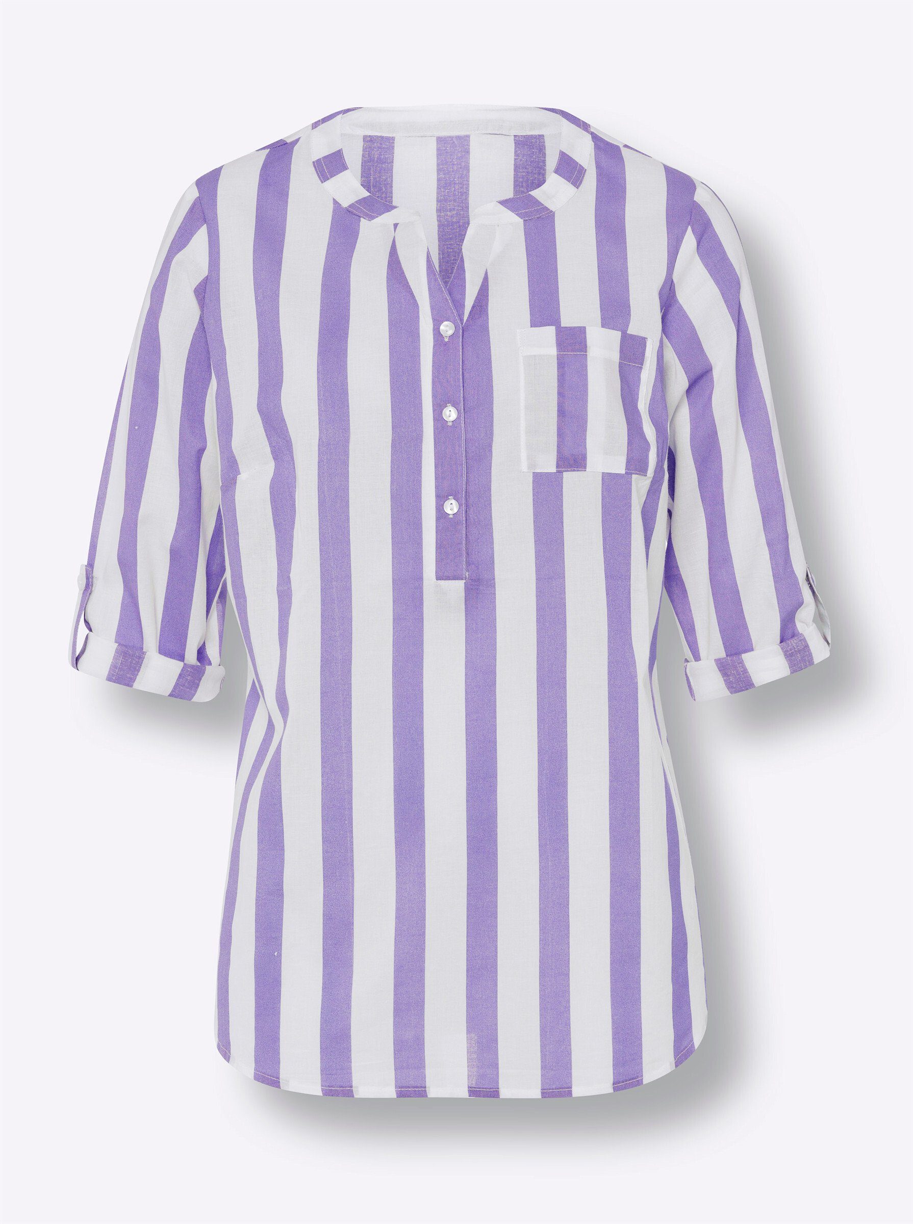 an! lavendel-weiß-gestreift Klassische Sieh Bluse