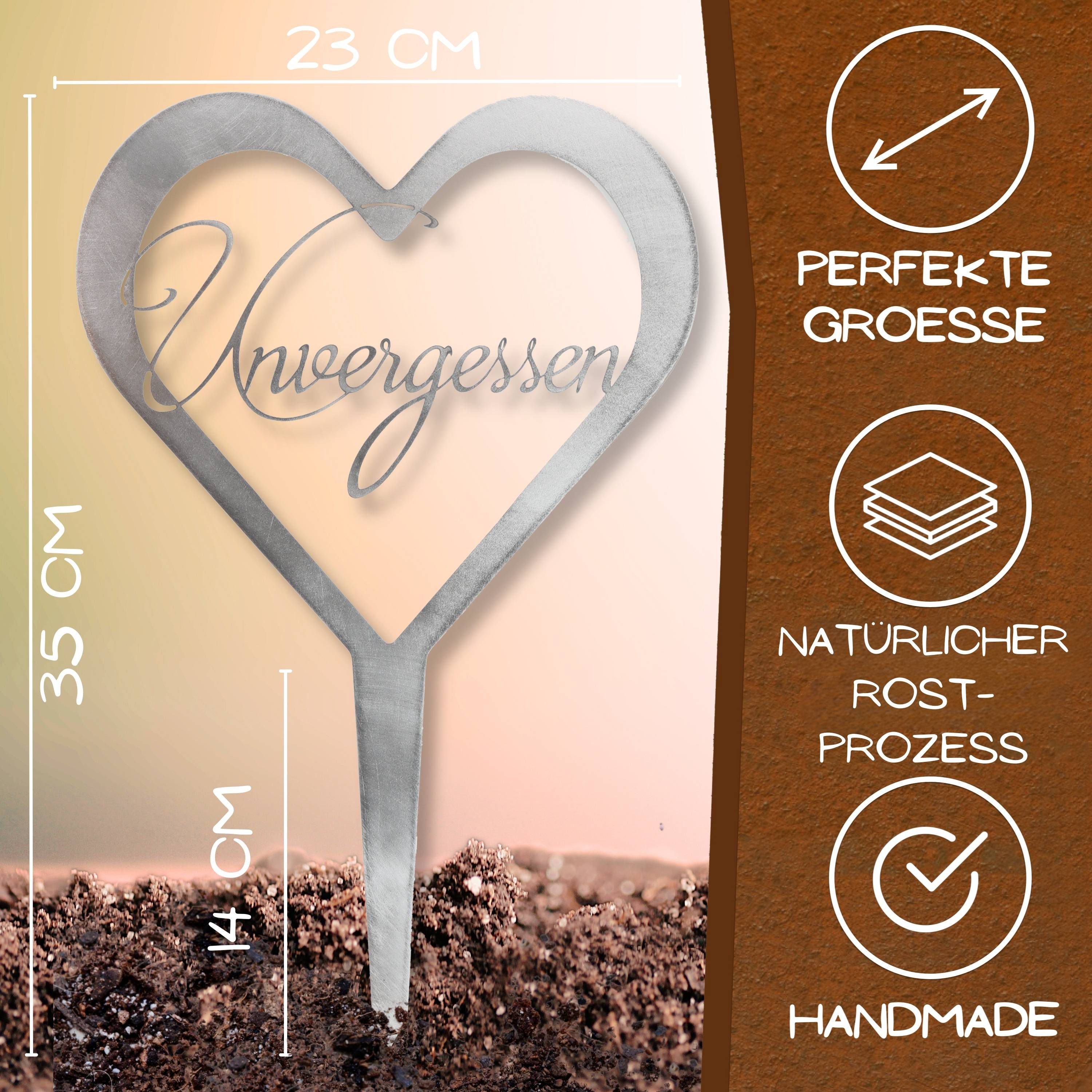 Rostikal Metallschild Grabschmuck Herz - Grab Deko mit Gravur Du Fehlst / U günstig online kaufen