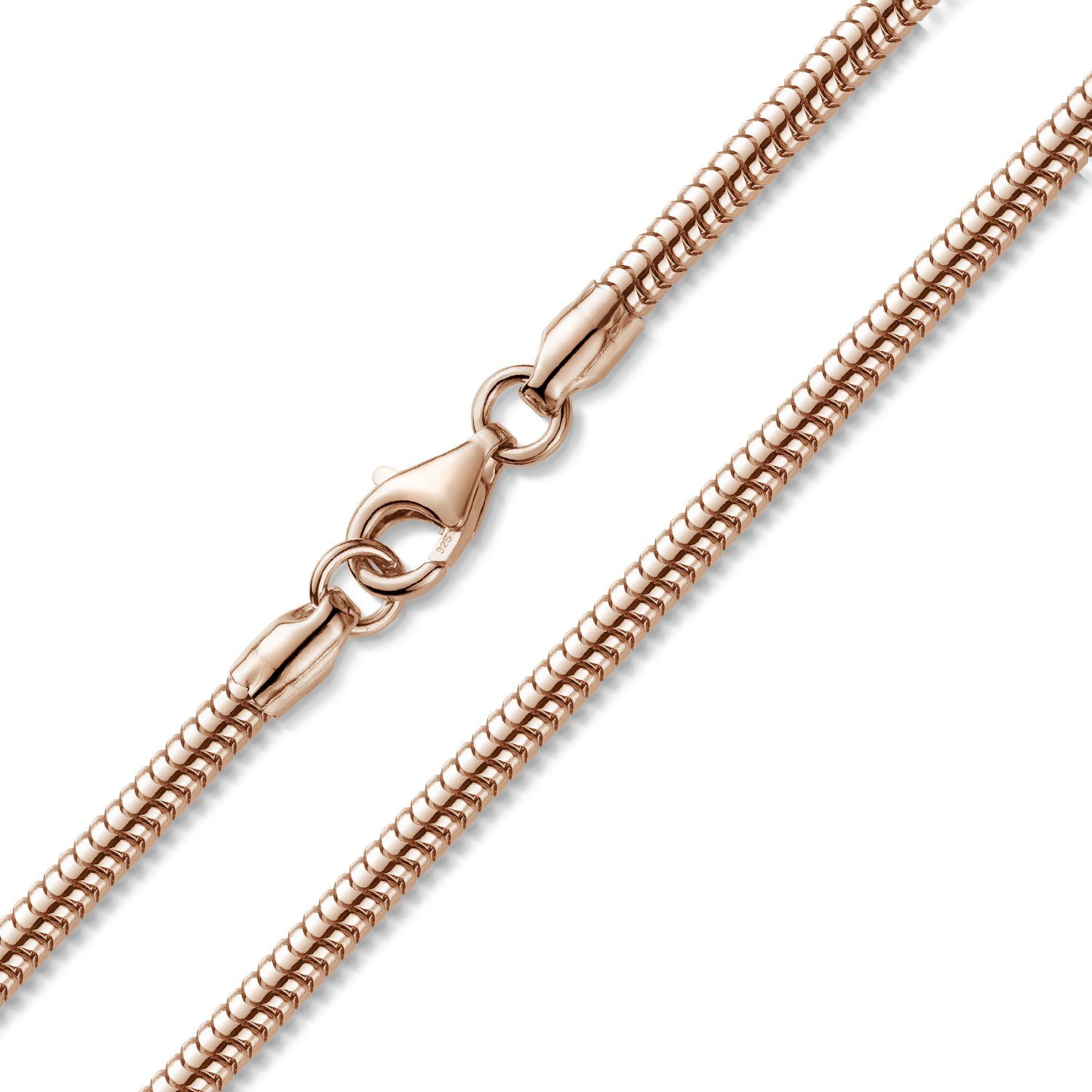 Materia Collier Damen Rosegold Schlangekette Ø3mm K25, Sterlingsilber, rosevergoldet