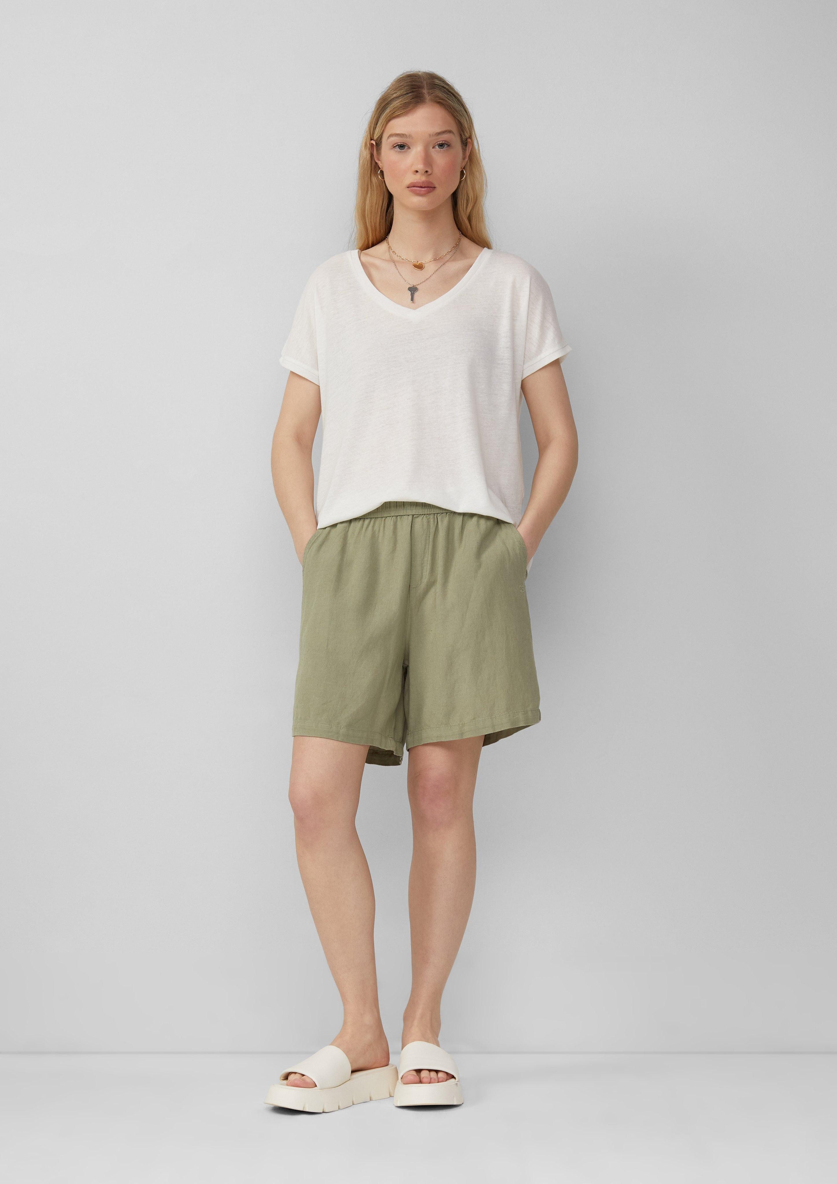 QS Shorts Leinenmix-Shorts mit Elastikbund günstig online kaufen