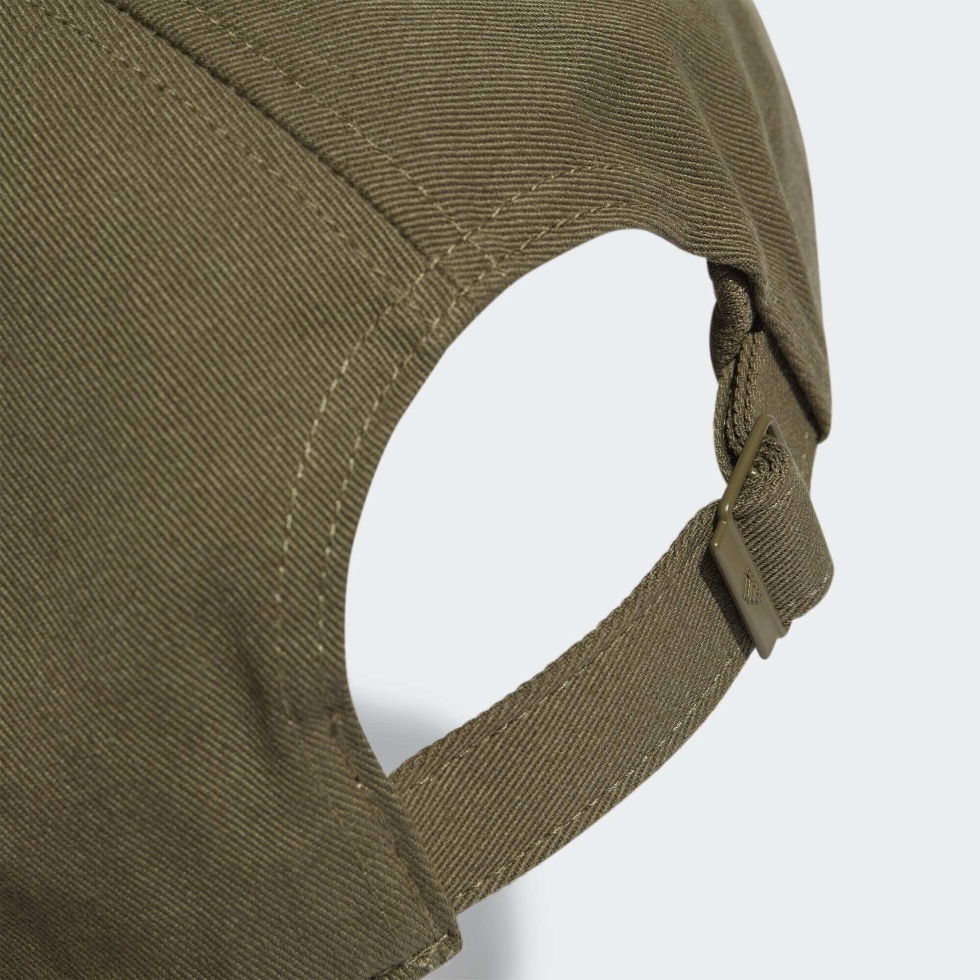 adidas White Olive Strata Baseball BASEBALL Cap 3-STREIFEN Sportswear / BASEBALL KAPPE COTTON TWILL