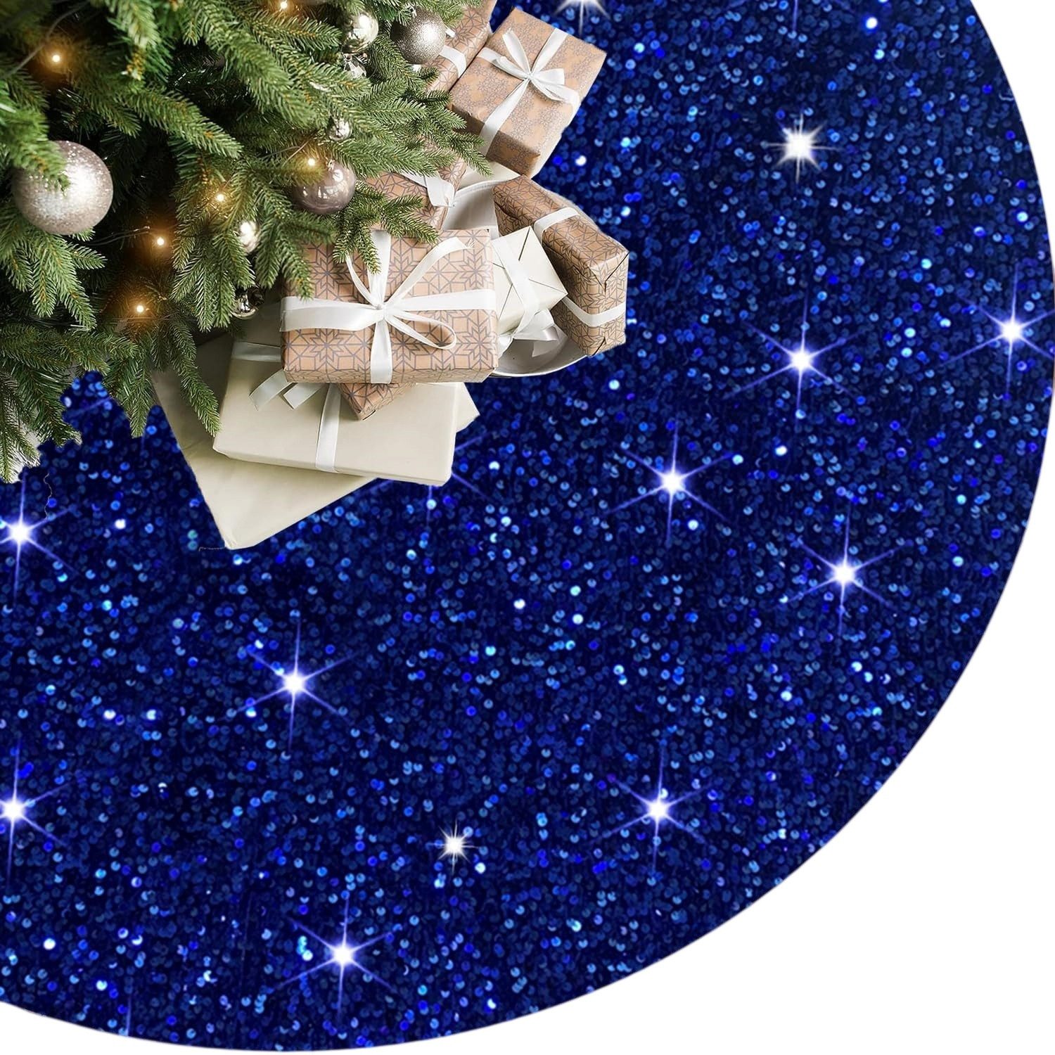 Bomiclss Weihnachtsbaumdecke Weihnachtsbaum-Rock Gestrickt Pailletten Weihnachtsbaum-Unterlage, luxuriös Baumrock für …