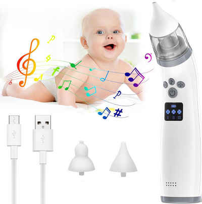 yhroo Nasensauger Elektrischer Nasensauger, Baby-Nasensauger, mit Musik, 1-tlg., Säuglingsnasensauger mit 3 Saugstufen und 2 Silikonmundstücken