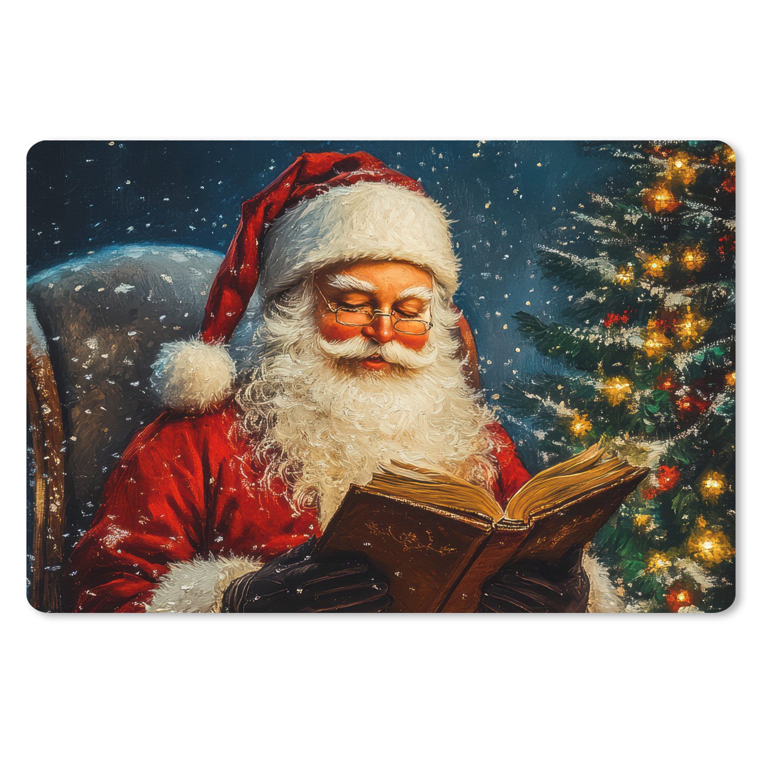 MuchoWow Mauspad Weihnachtsmann - Weihnachten - Winter - Weihnachtsbaum (1-St), Mousepad XXL für Tastatur und Maus, Gaming Setup, Desk Mat, 120x80 cm