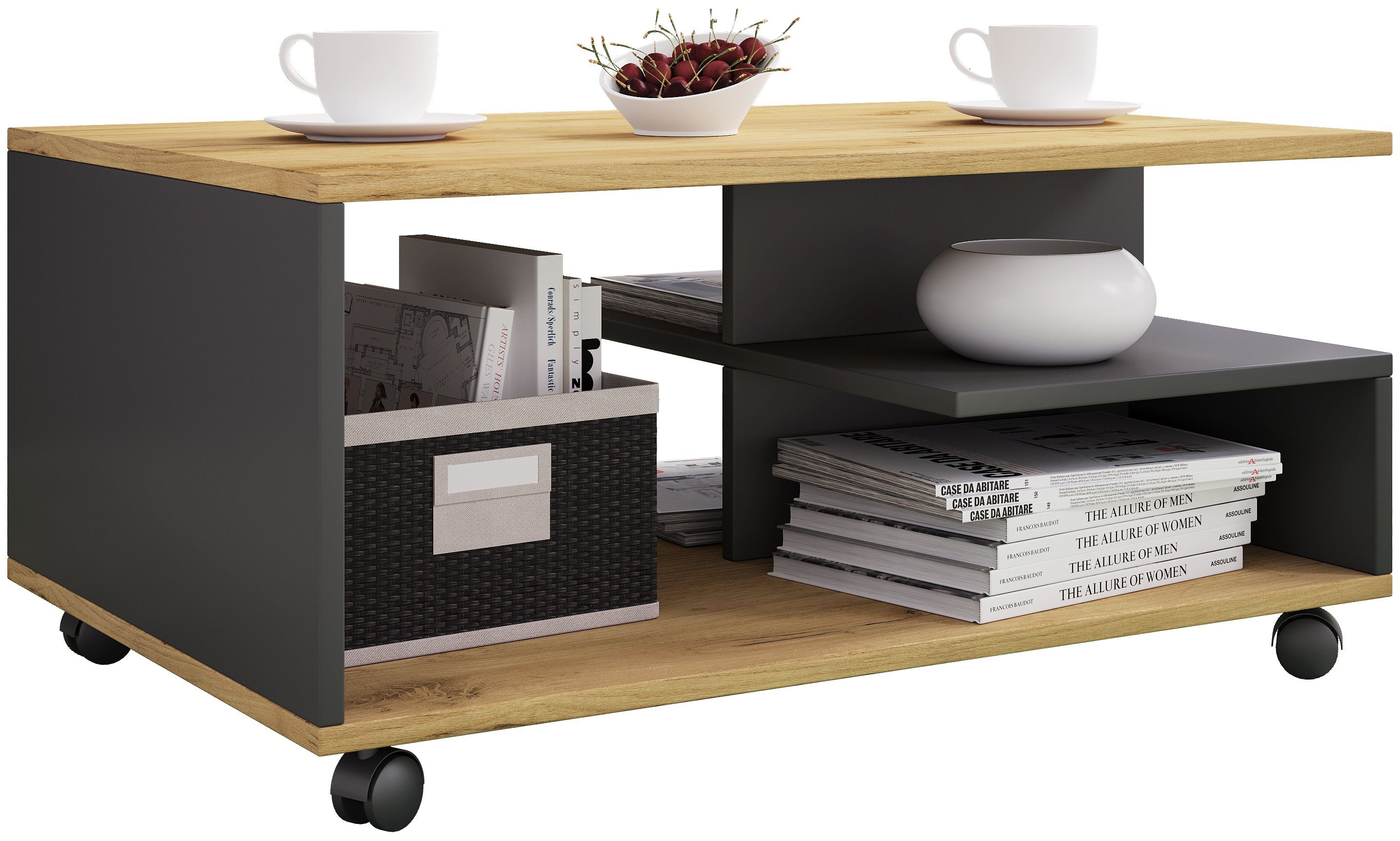 VCM Couchtisch Holz Sofatisch Couchtisch Rollen günstig online kaufen