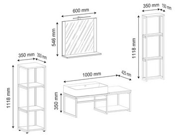 VCM Waschtisch 5-tlg. Waschtisch Badmöbel Waschbecken Bitila 100