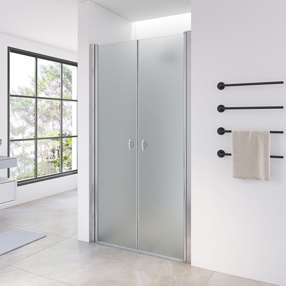 HOME DELUXE Dusch-Pendeltür LAVEA Milchglas - Größenauswahl, 70x195 cm, Einscheibensicherheitsglas, mit Verstellbereich, Nischentür, Duschabtrennung, Dusche