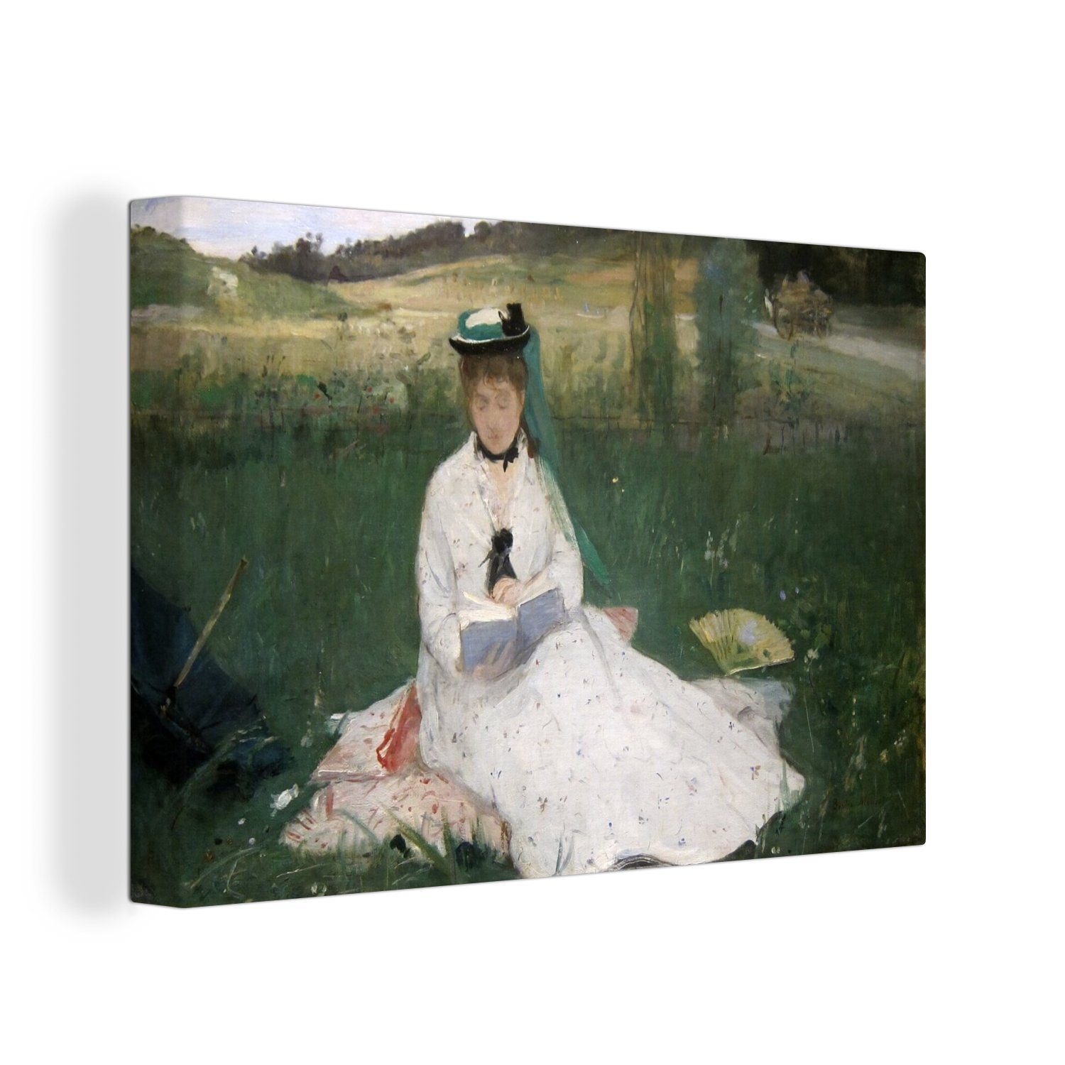 OneMillionCanvasses® Leinwandbild Lesen - Gemälde von Berthe Morisot, (1 St), Wandbild Leinwandbilder, Aufhängefertig, Wanddeko, 30x20 cm