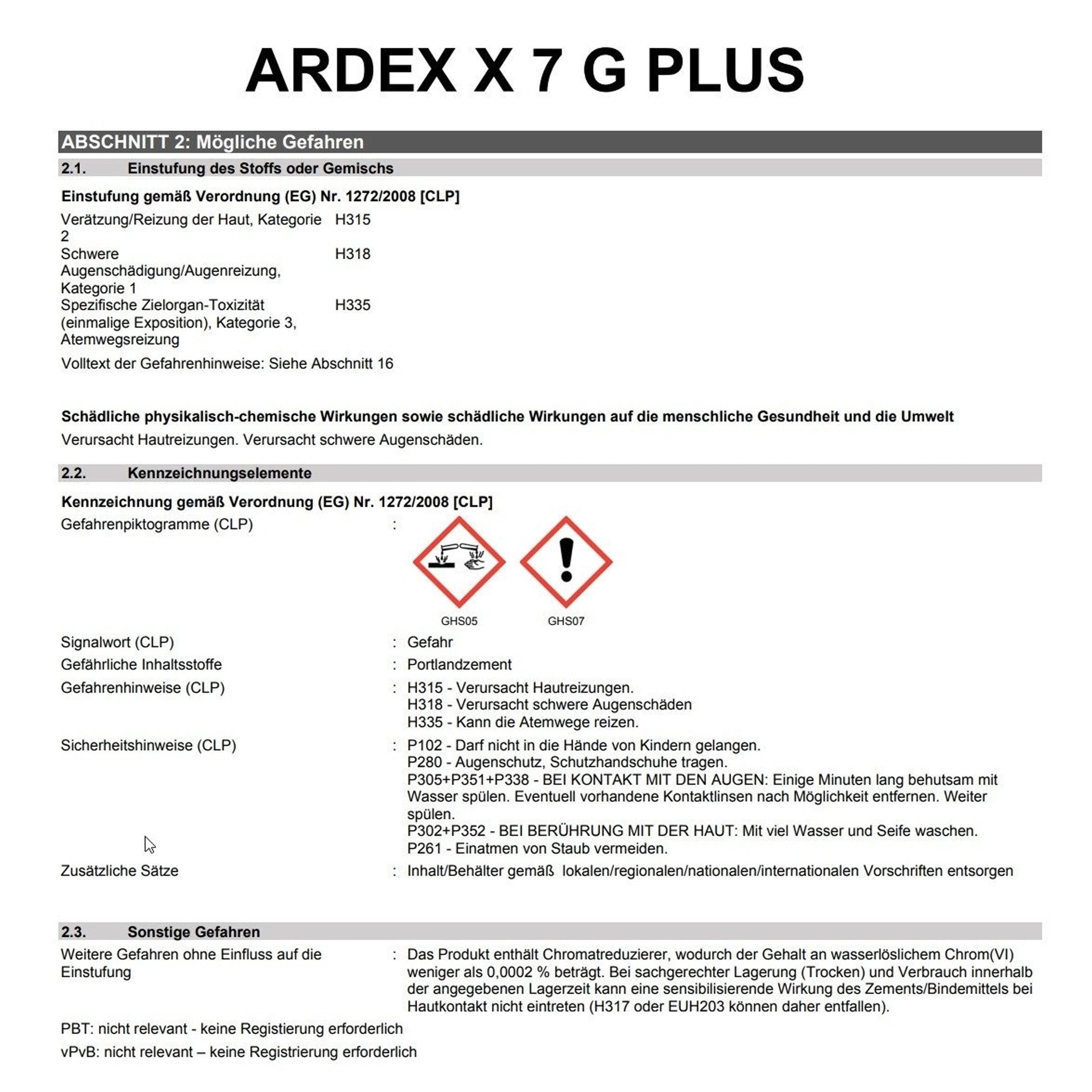 ARDEX Dichtstoff Ardex X 7 G Plus – elastische Fliesenkleber-Zementmörtel, (1-tlg)