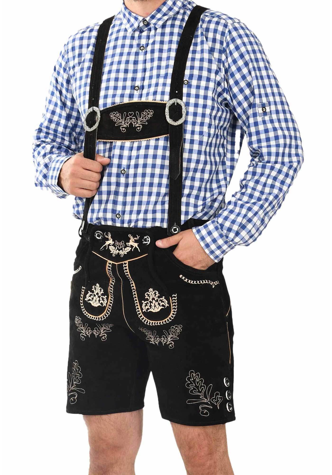 Alessandro Salvarini Trachtenlederhose ASFerdl Lederhose in Trachtenstil in kurzer Schnittform aus Echtleder