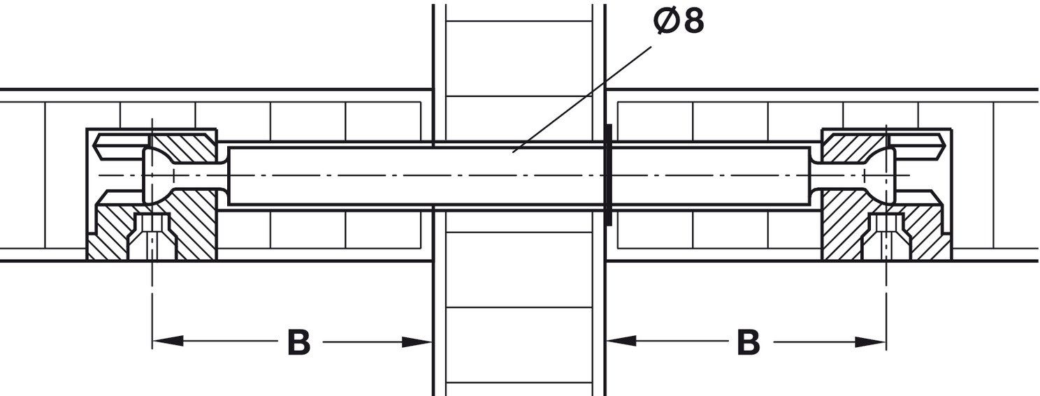 Minifix Mittelwandverbinder, (2-tlg) Häfele W16/B34 8mm Bolzenbohrung Seegerring Doppelbolzen Dübel-Set