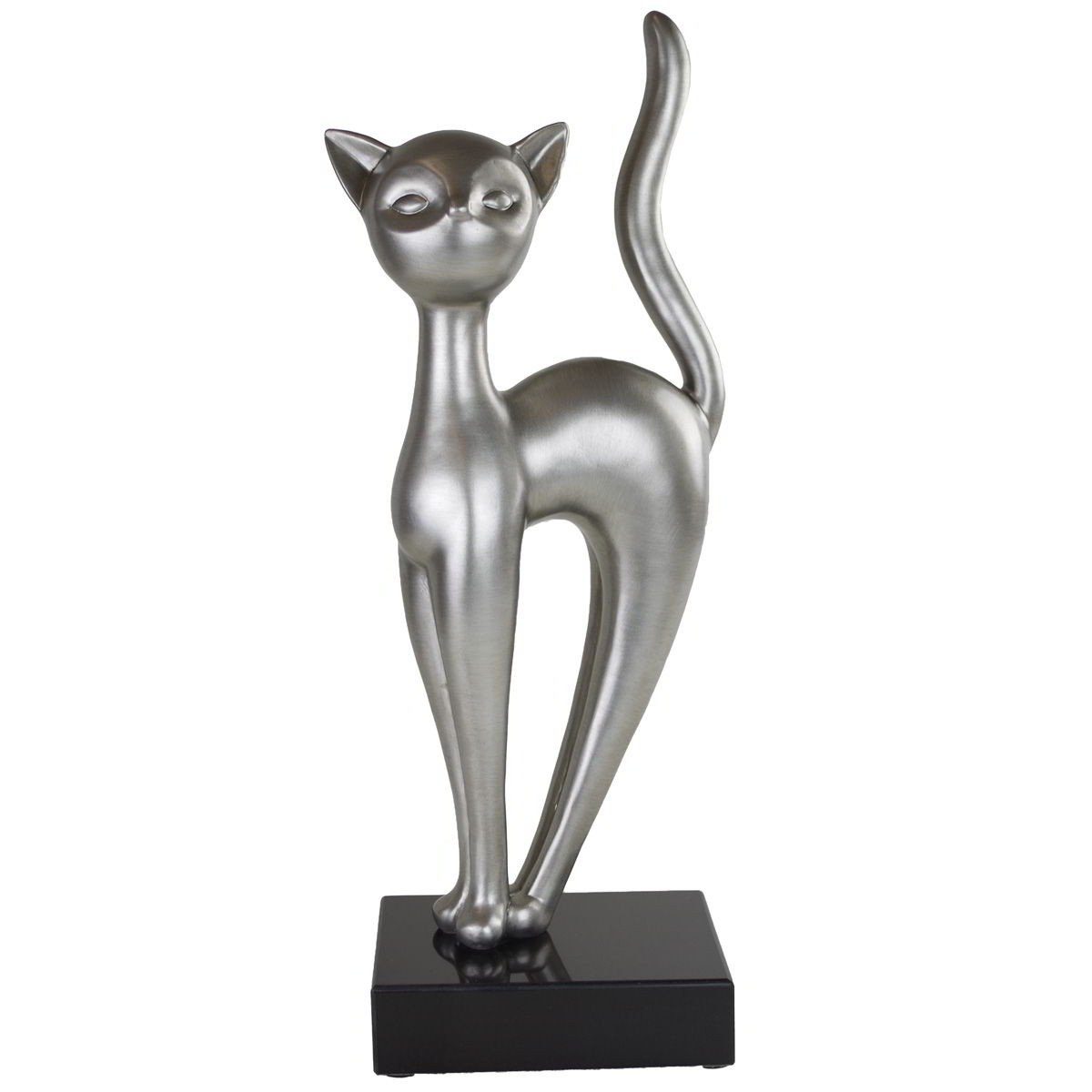Casablanca Dekoobjekt Kunstobjekt Dekostatue Royal Cat 56cm Platin mit Marmorsockel, Designobjekt