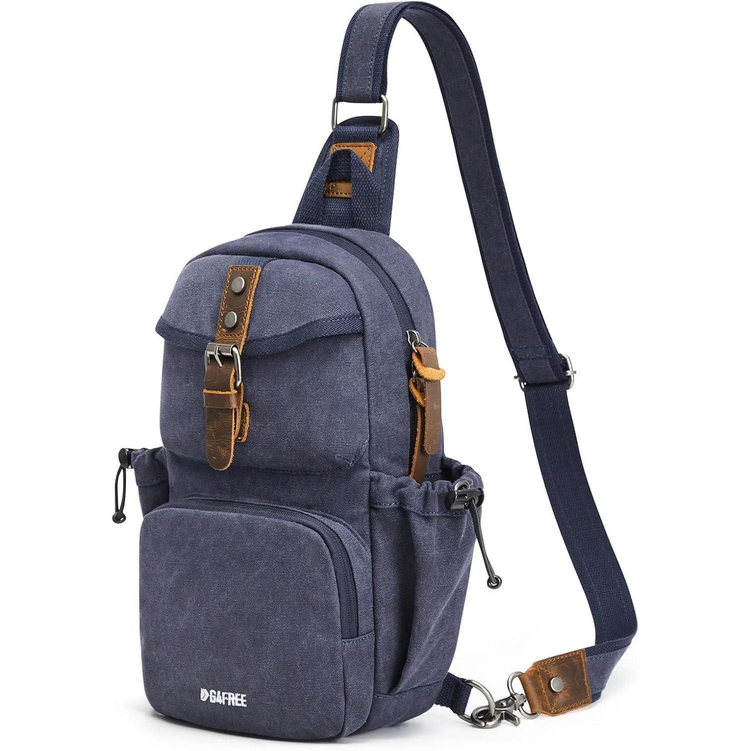 LuxusKollektion Umhängetasche Brusttasche Canvas Herren Retro Reise Arbeit Pendelverkehr Blau