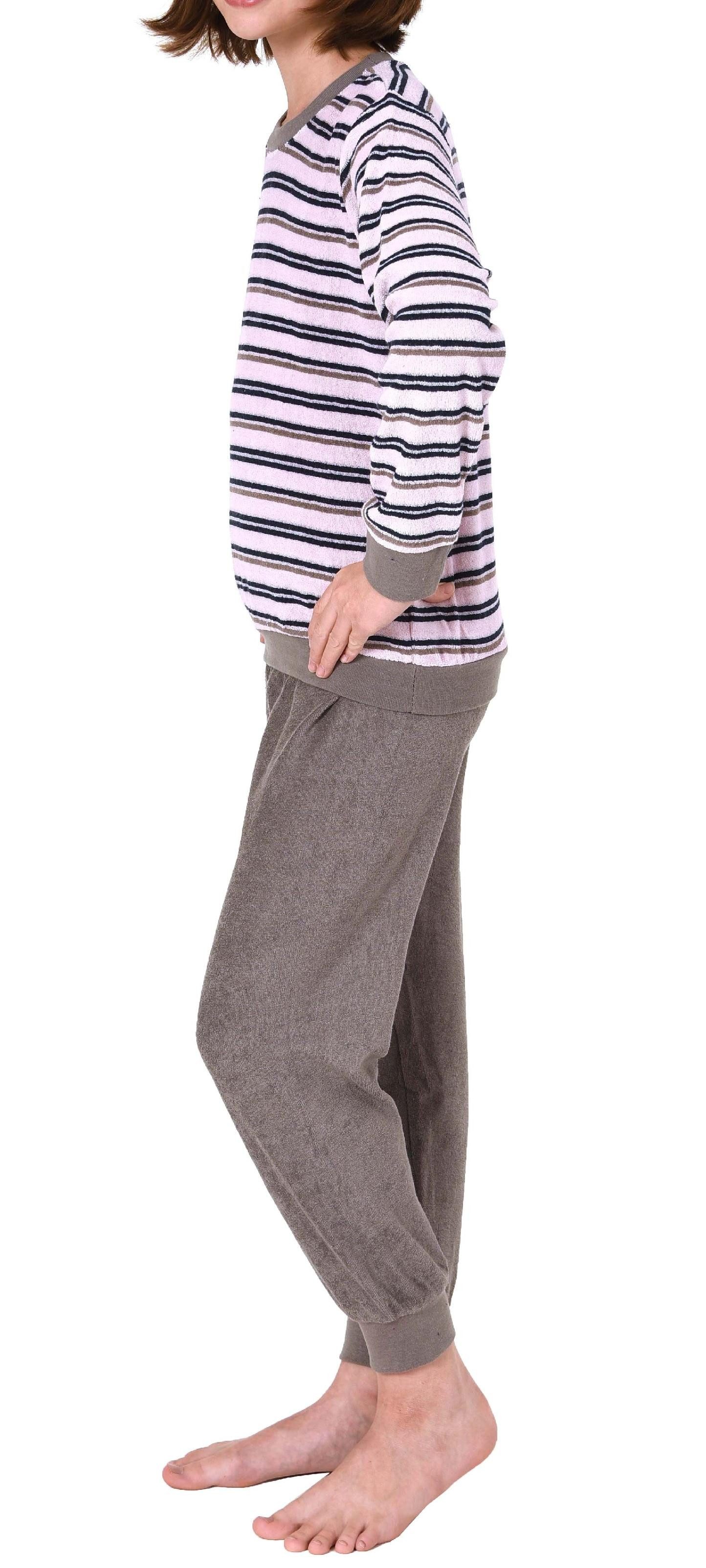 Normann Pyjama Mädchen Frottee Pyjama langarm Schlafanzug mit Bündchen – Bild 4 von 5