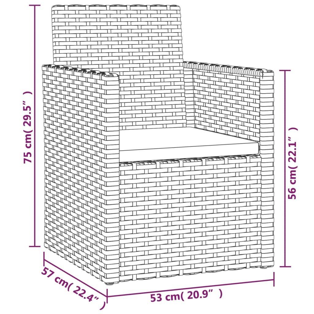 Grau Rattan | Poly Kissen St) vidaXL (1 Grau Gartensessel mit Grau Gartenstuhl