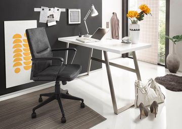 MCA furniture Schreibtisch Andria, Weiß matt lackiert mit Kabeldurchlass, Breite 140 cm