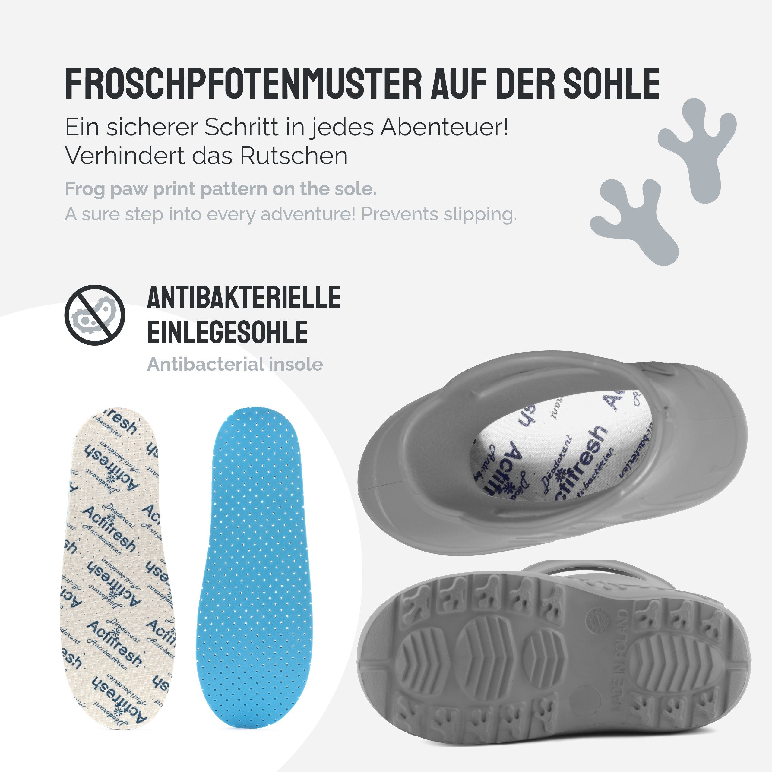 Ladeheid EVA Regenschuhe für Frauen LA-CA-09 Gummistiefel Damen federleichte Gartenschuhe mit Griffen