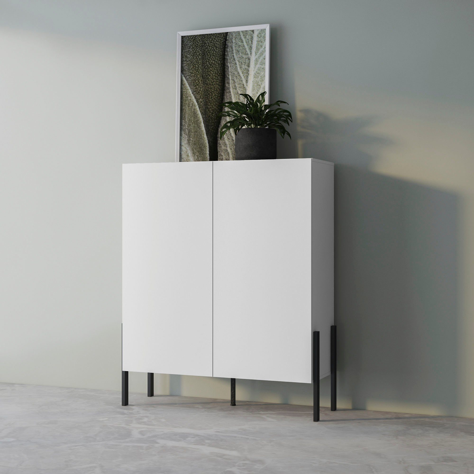 OTTO home Kommode Jukon, Breite 110 cm, moderne grifflose Hochschrank, 2Türen, Highboard mit viel Stauraum, push-to-open-Funktion