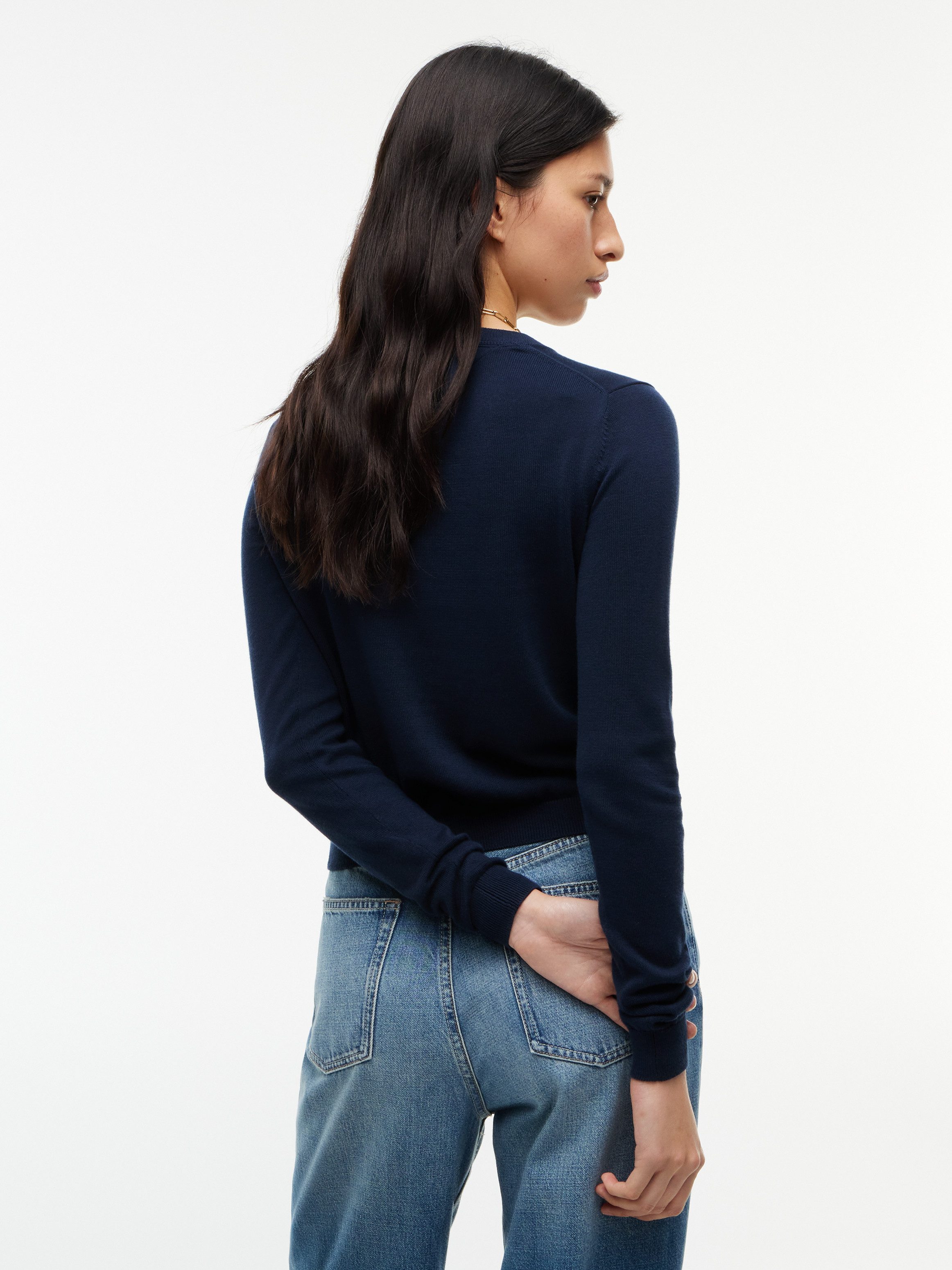 Tommy Jeans Strickjacke TJW ESSENTIAL CREW NECK CARDIGAN Baumwolle
