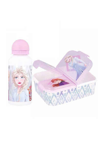 Disney Frozen Lunchbox »Lunch-Set Premium Brotdose + Alu-Trinkflasche Sportflasche Frozen«, (SET, 2-tlg)