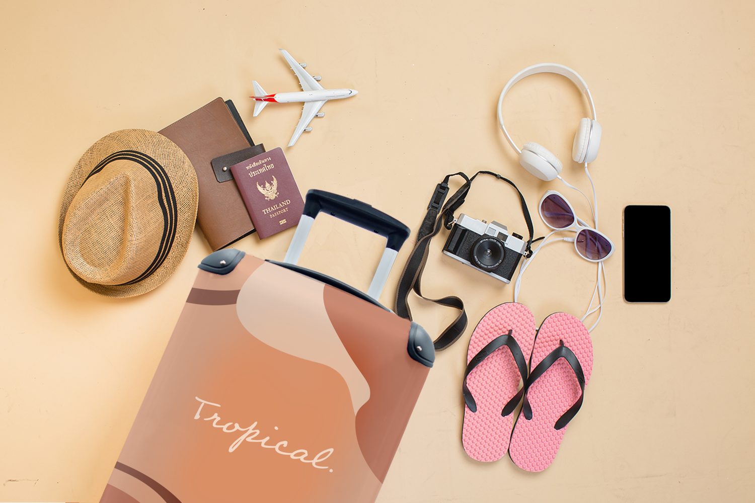 Reisetasche mit Ferien, MuchoWow Handgepäck Sommer Zitat Reisekoffer 4 Trolley, rollen, für Handgepäckkoffer Rollen, - Tropisch, -