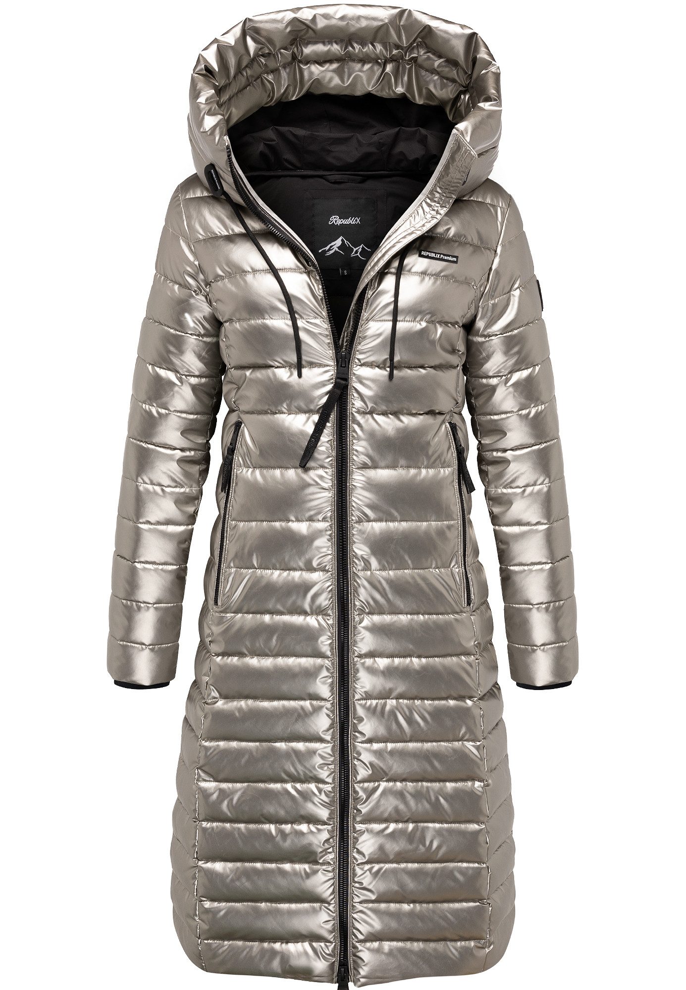 REPUBLIX Winterjacke ANISA Damen Gefütterte Glanz Winter Jacke Mantel Parka mit großer Kapuze