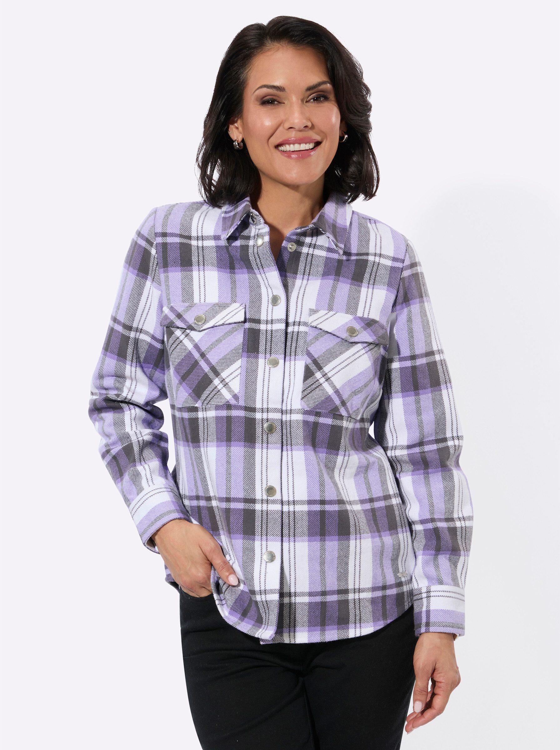 Witt Blusenblazer Flanell-Bluse Langarm