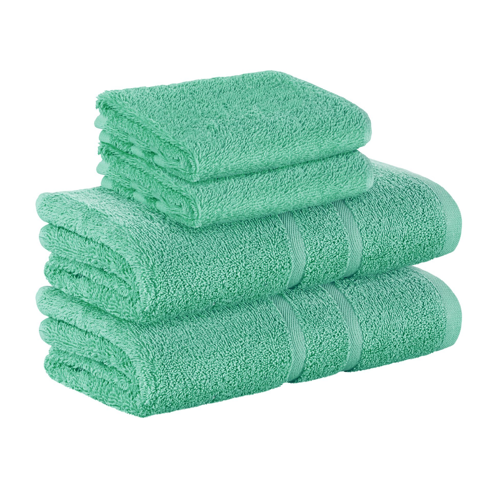 StickandShine Handtuch 2x Gästehandtuch 2x Handtücher als SET in verschiedenen Farben (4 Teilig) 100% Baumwolle 500 GSM Frottee 4er Handtuch Pack, 100% Baumwolle 500GSM Smaragdgrün | Kinderhandtücher