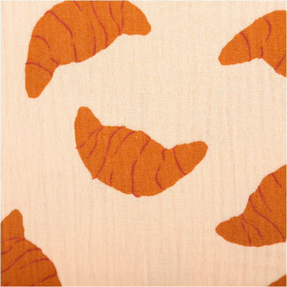 SCHÖNER LEBEN. Stoff Musselin Stoff Baumwolle Croissant beige braun, allergikergeeignet