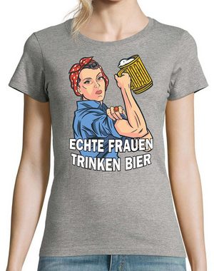 Youth Designz T-Shirt Echte Frauen Trinken Bier Damen Shirt mit lustigem Frontprint