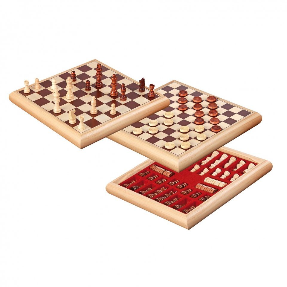 Philos Spiel, Schach-Dame-Set - Holzbox