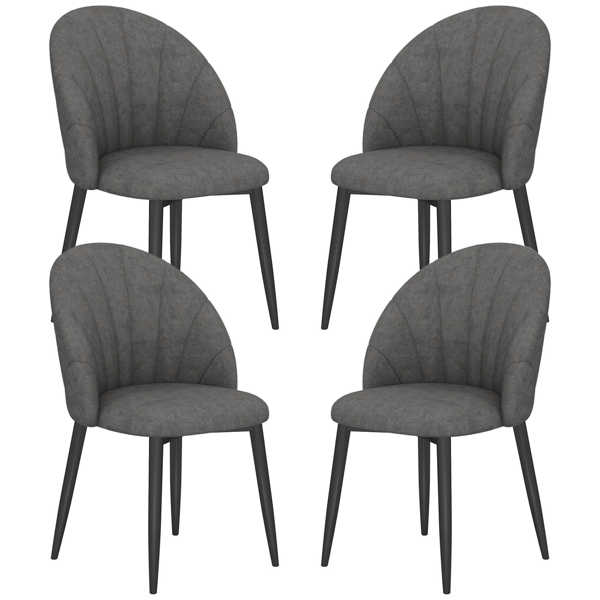 SeedWave Esszimmerstuhl Ergonomische Samptoptik Küchenstühle, Metallfüße mit Kratzschutz (4 St), 2er/4er Set, bis 120kg, muschelförmige Rückenlehne
