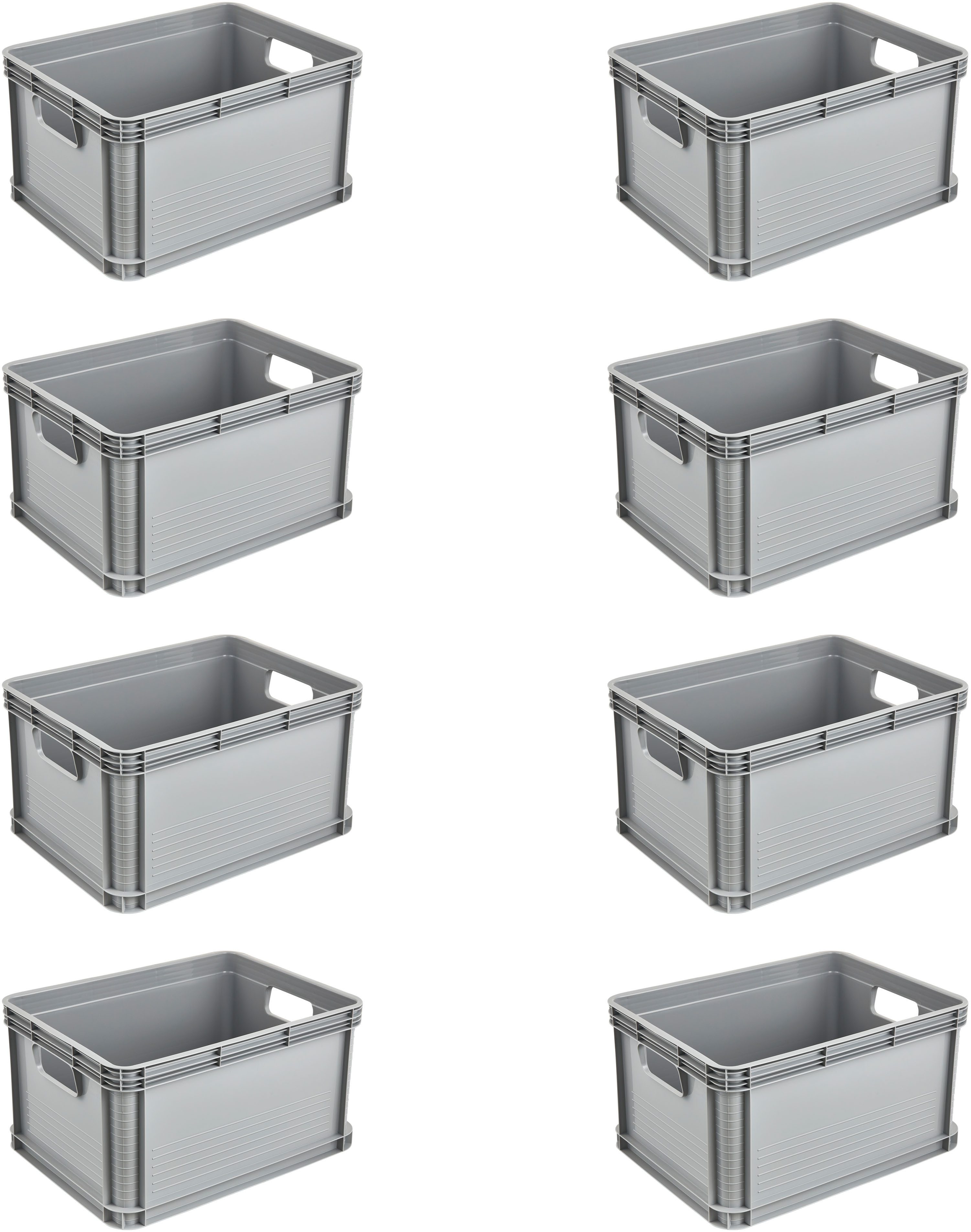 keeeper Transportbehälter Transportbox robert, 8er Set, 20 L, 40 x 30 x 22 cm, (Set, 8-St), säure- und laugenbeständig, 30 kg Tragkraft