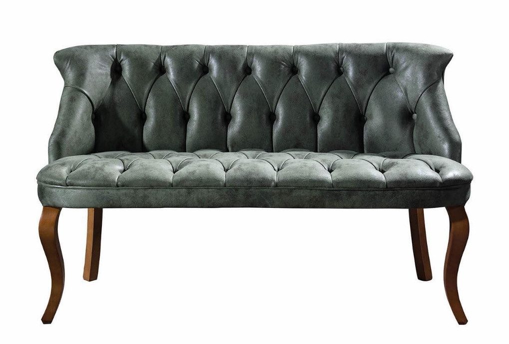 Xlmoebel Polsterbank Zweisitzer Chesterfield Bank in Grün aus Kunstleder fürs Wohnzimmer. (1-St., Sofa 2 Sitzer), Hergestellt in Europa