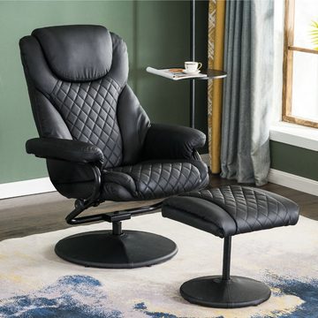 MCombo TV-Sessel Mcombo Relaxsessel mit Hocker 9022, 360°drehbarer mit Liegefunktion, Fernsehsessel, moderner TV-Sessel für Wohnzimmer, Kunstleder, 142 x 78 x 111 cm