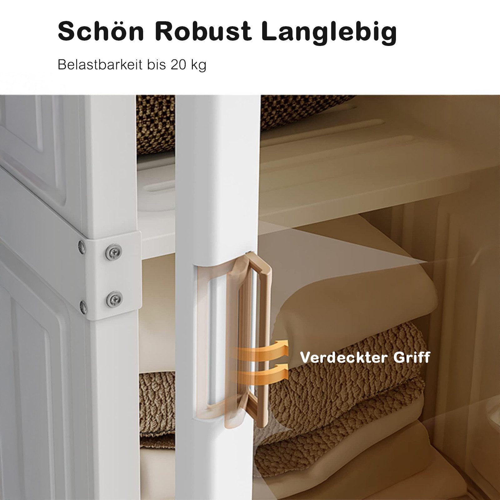 Dripex Kleiderschrank Faltbarer Schrank, Mehrzweckschrank, mit magnetische Türen Einfache Montage, faltbar – Bild 5 von 5