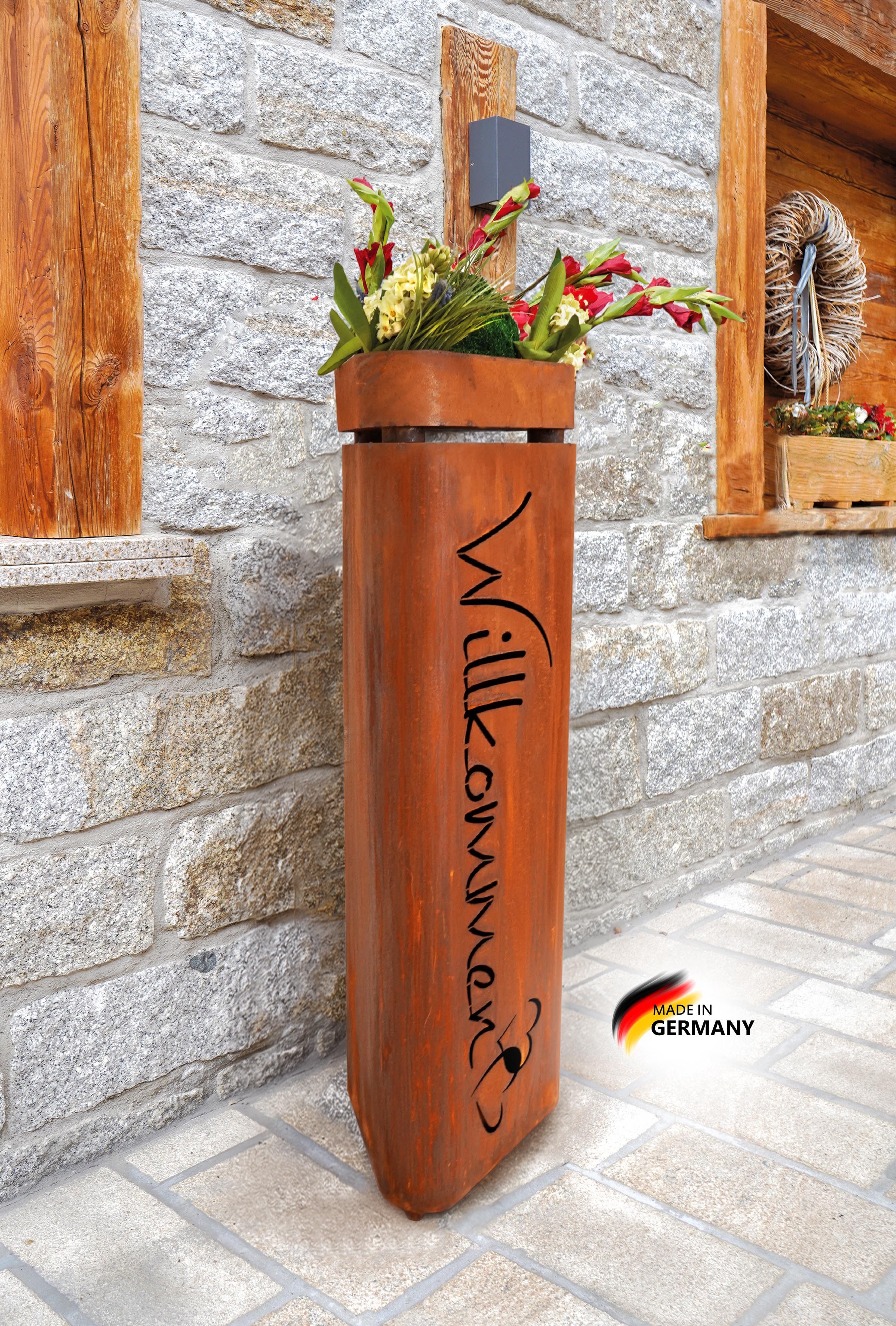 BADEKO Pflanzschale Pflanzsäule Bregenz H 110cm aus Edelrost witterungsbeständig