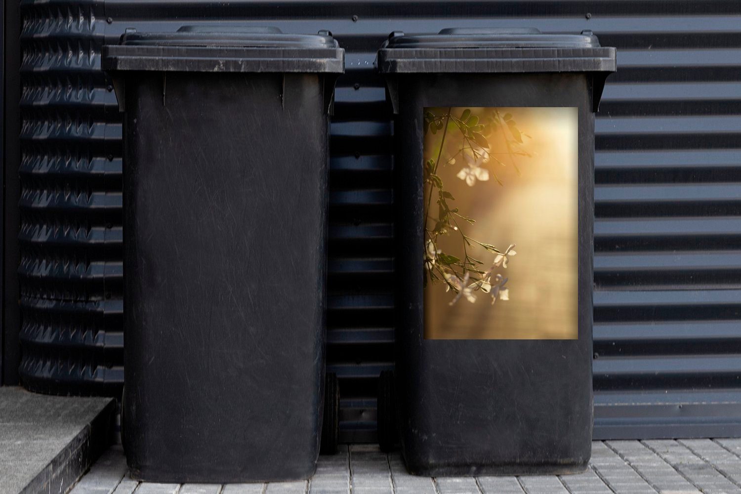 Container, in (1 St), MuchoWow Mülltonne, Jasmin Morgensonne Sticker, der Wandsticker Abfalbehälter Mülleimer-aufkleber,