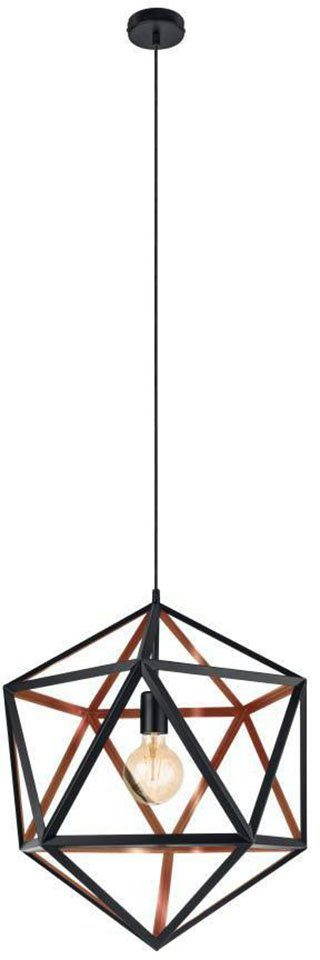 EGLO Hängeleuchte EMBLETON, ohne Leuchtmittel, Hängelampe, Hängeleuchte aus Stahl in Schwarz, E27 Fassung, Ø 46 cm
